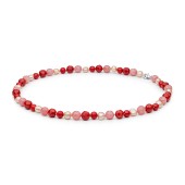 Colier cu perle naturale, coral rosu si nefrite cu argint 45 cm DiAmanti 252-25-G